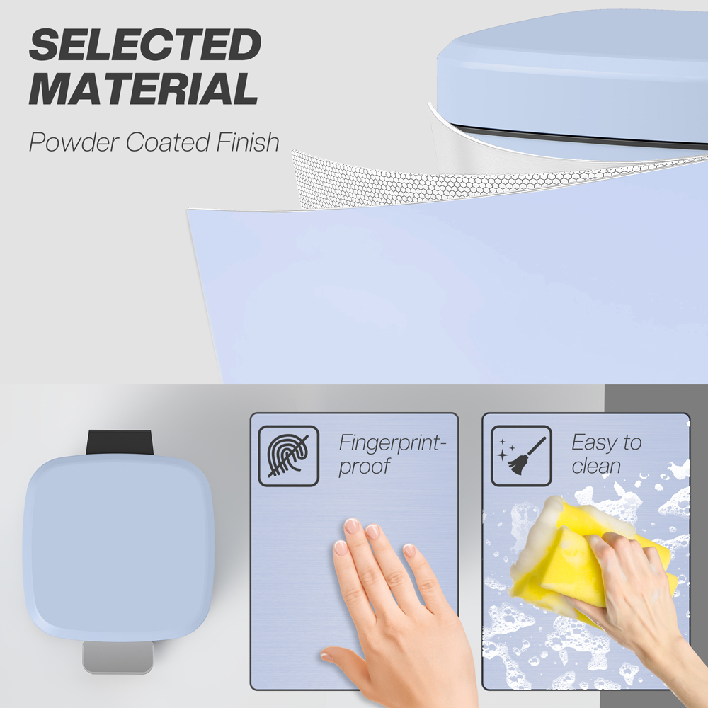 HOMCOM Light Blue Pedal Kitchen Bin with Soft Close Lid 12L Image 6