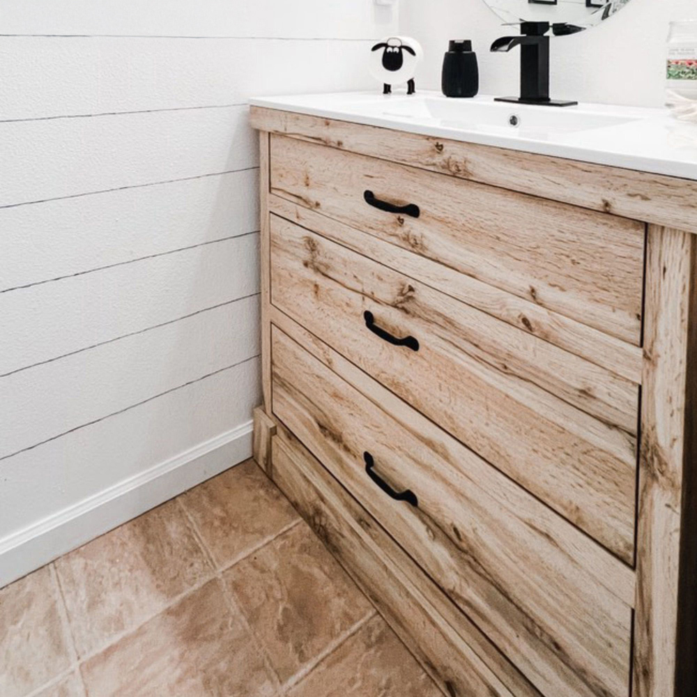 Teamson Home Donovan Single Door 2 Drawer Light Oak Vanity with White Sink Image 6