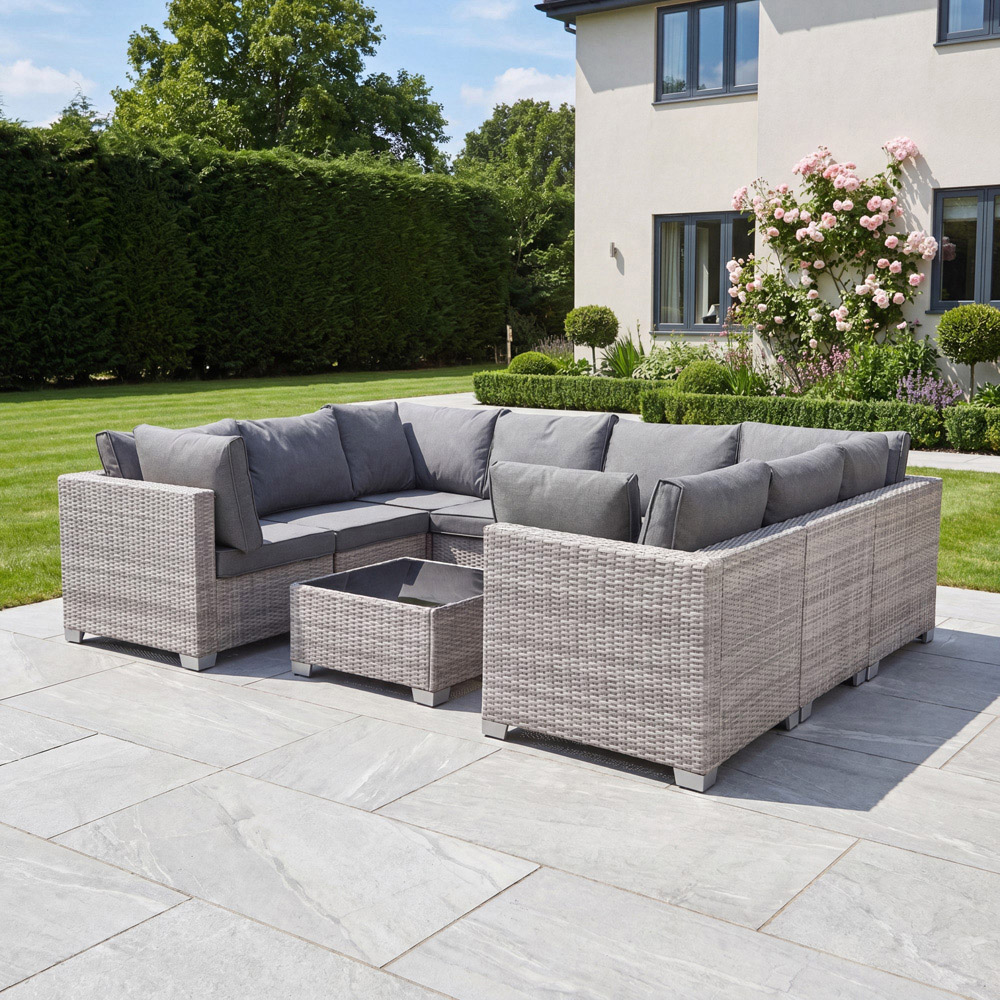 Artemis Home Saviano 8 Seater Gre Rattan Modular U-Shaped Corner Sofa Set Image 3