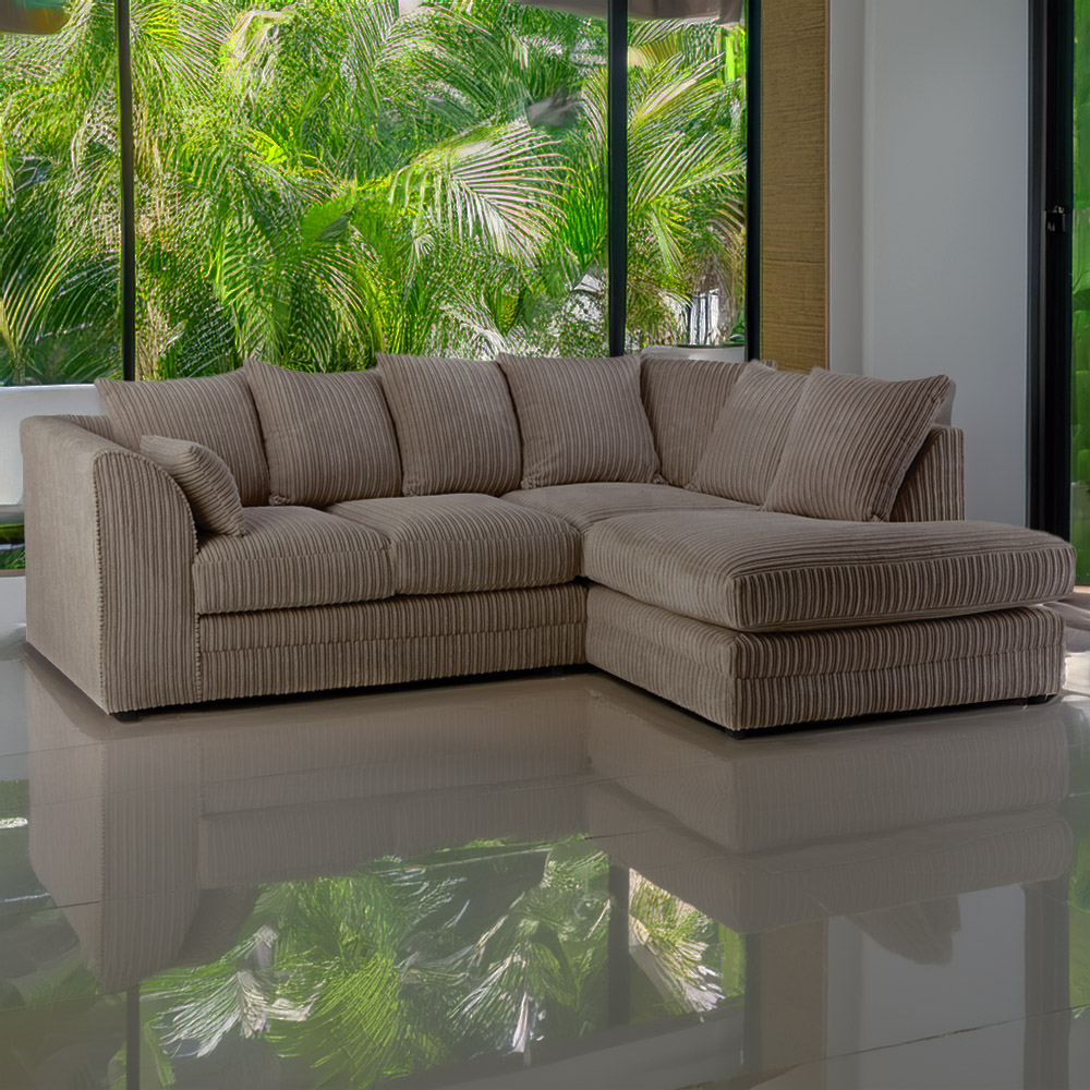 Portland Canolo Luxury 3 Seater Coffee Jumbo Cord Right Hand Corner Chaise Sofa Image 1