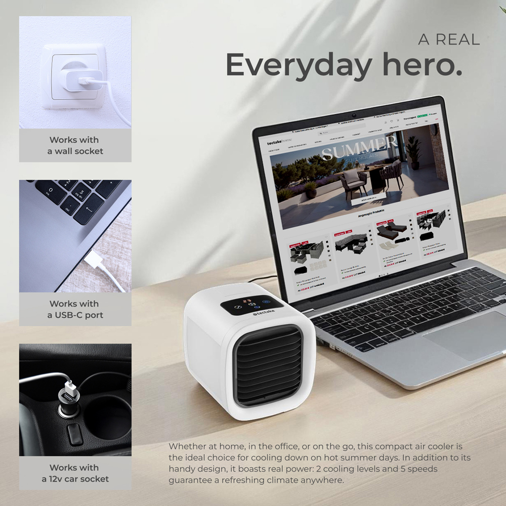 tectake Frosty White Portable Air Cooler 250ml Image 6