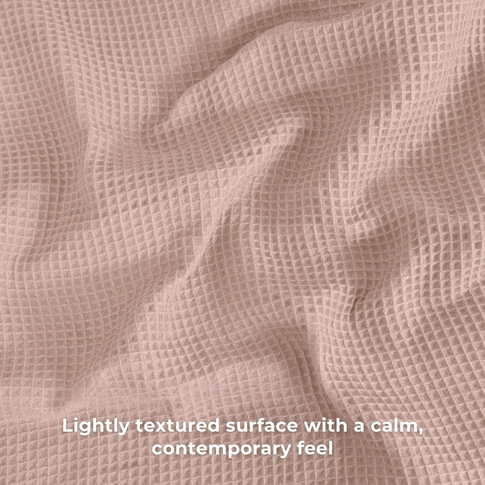 MHG Living Super King Size Pink Chunky Waffle Duvet Cover Set Image 5