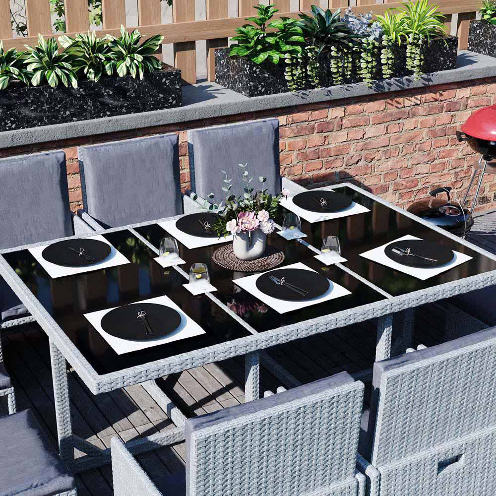 Garden Vida Cuba Rattan 10 Seater Garden Dining Set Grey Image 6