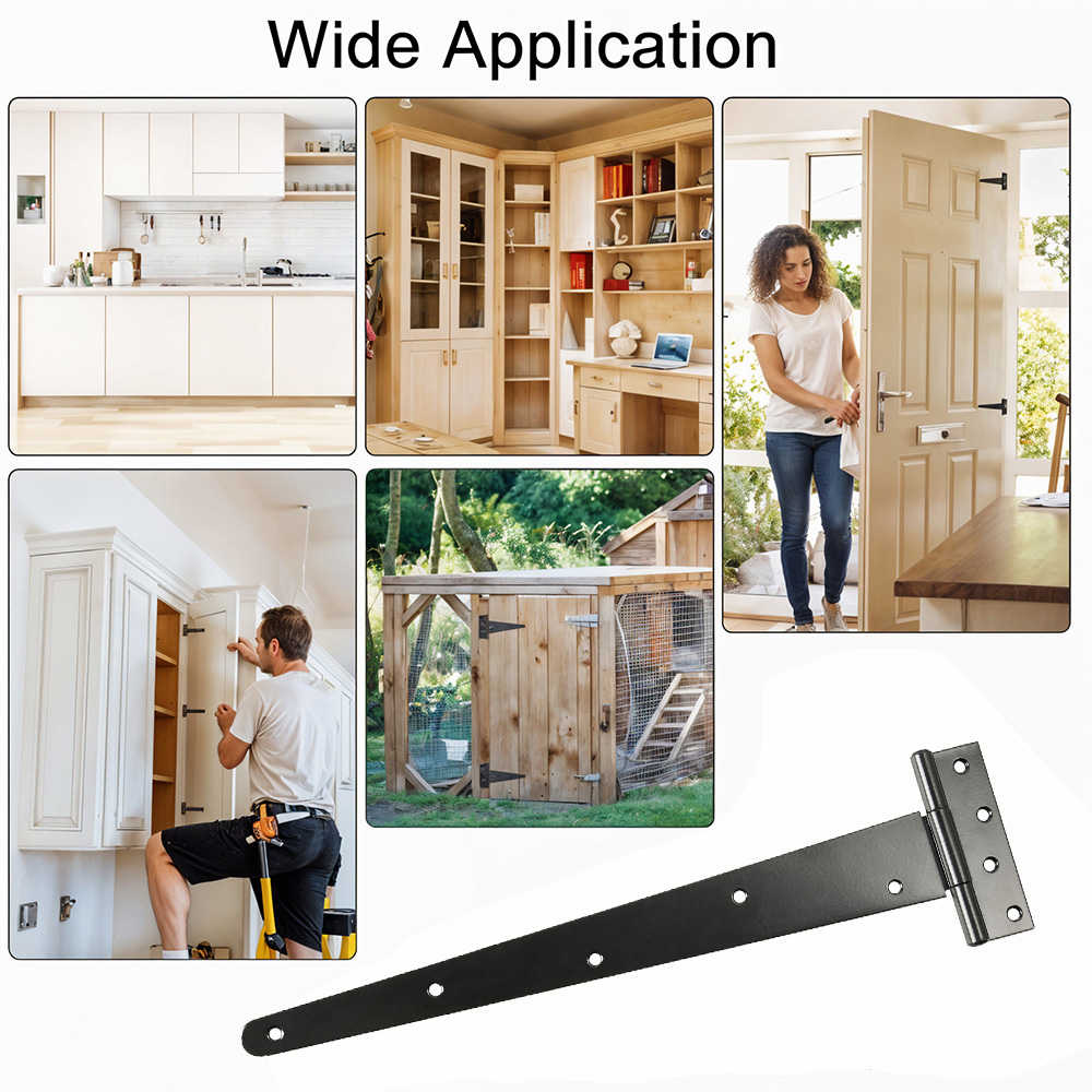 Living and Home Black Iron Heavy-Duty T-Hinge 400mm 3 Pack Image 7