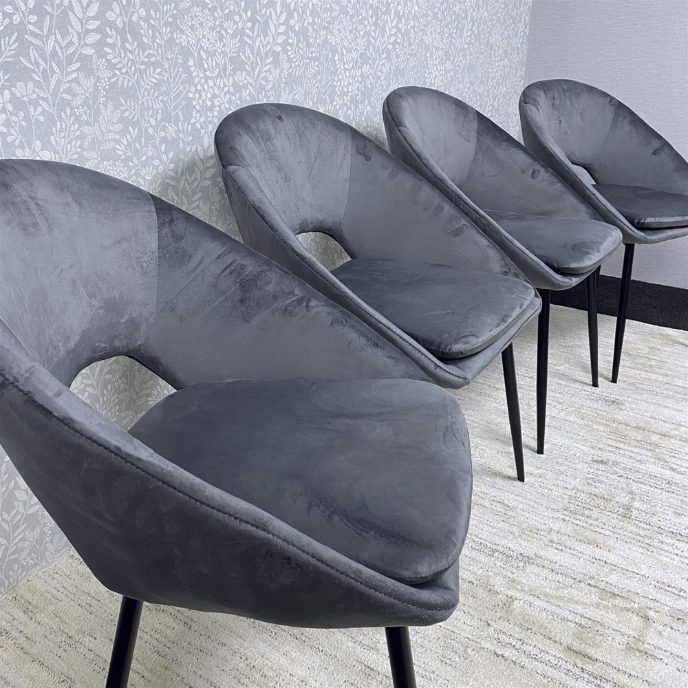 Kosy Koala Arrow Bex 5 Seater Dining Set with Bench Dark Grey and Grey Velvet Image 2