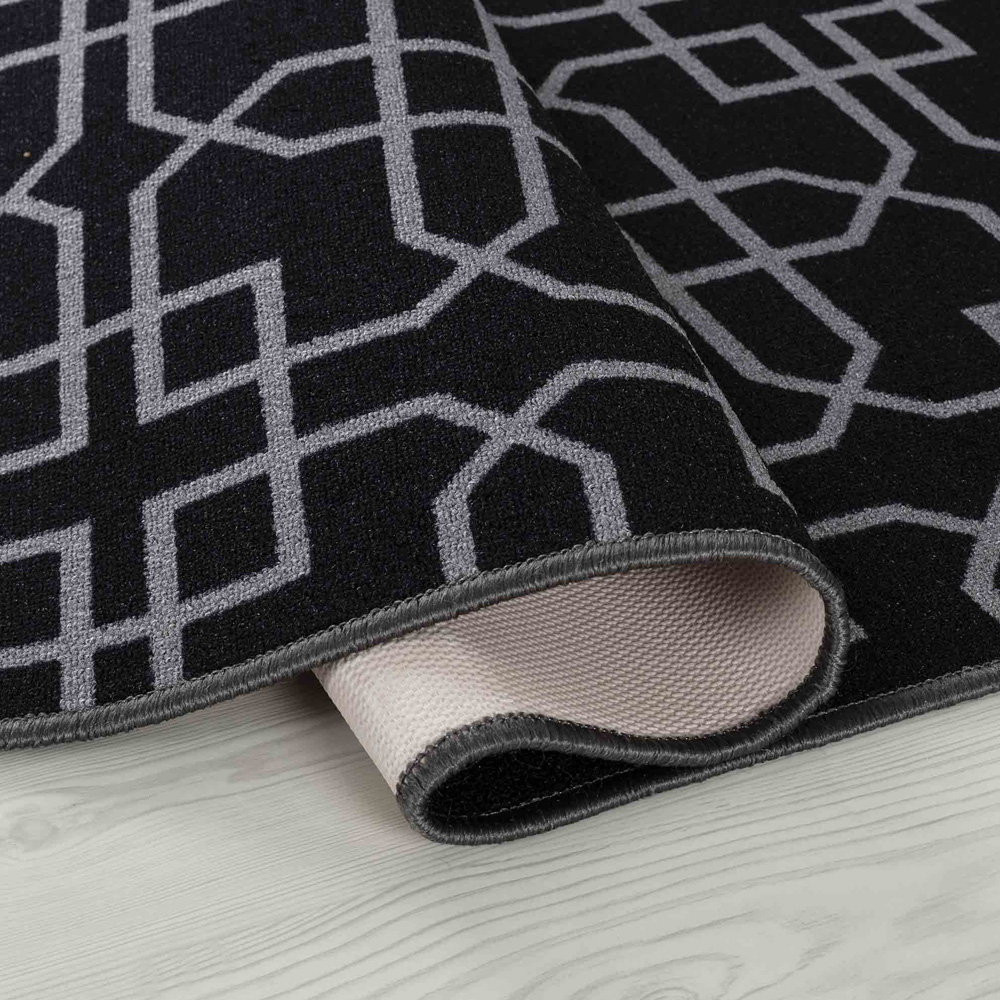 Desire Rugs Havana Black Cubed Trellis Anti Slip Door Mat 220 x 67cm Image 3