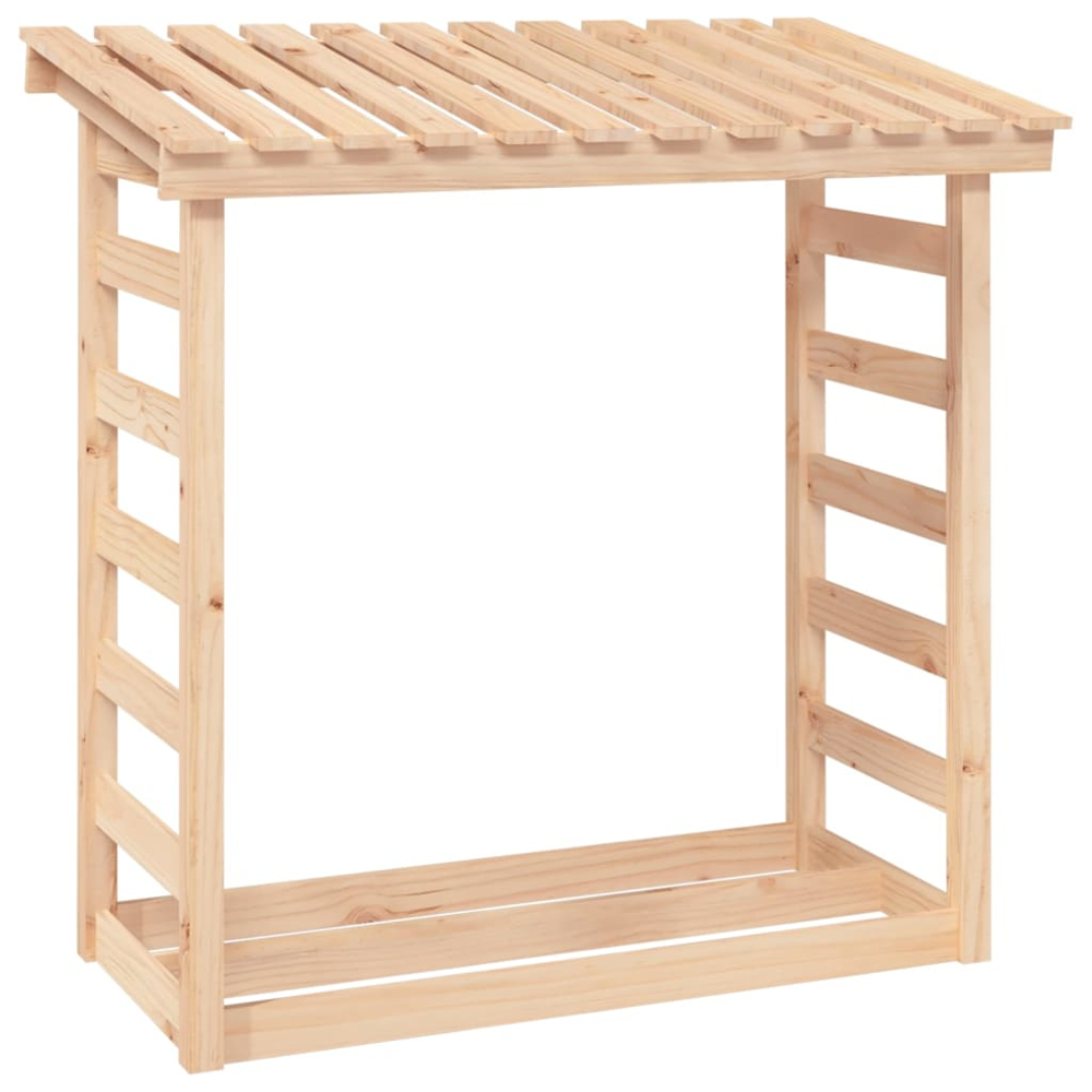 vidaXL Natural Pine Wood Firewood Log Holder 110 x 108 x 64.5cm Image 1
