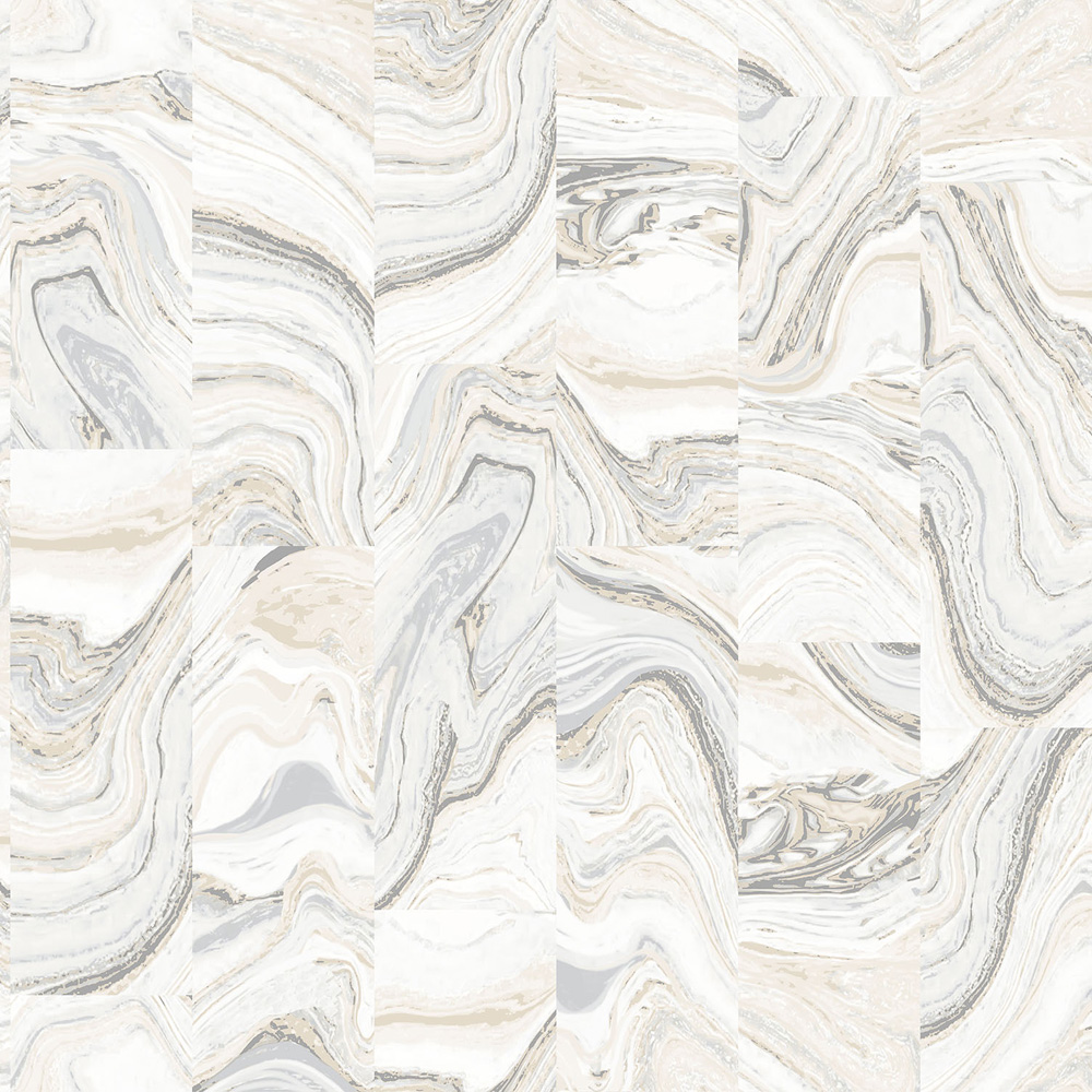 Galerie Organic Textures Agate Marble Tile Beige Silver Grey Wallpaper Image 1