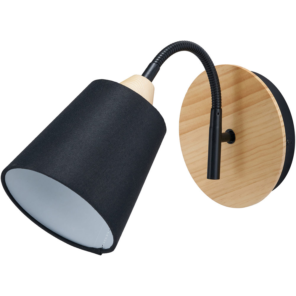 Pacific Lifestyle Juna Black Fabric Shade Black Metal and Natural Wood ...