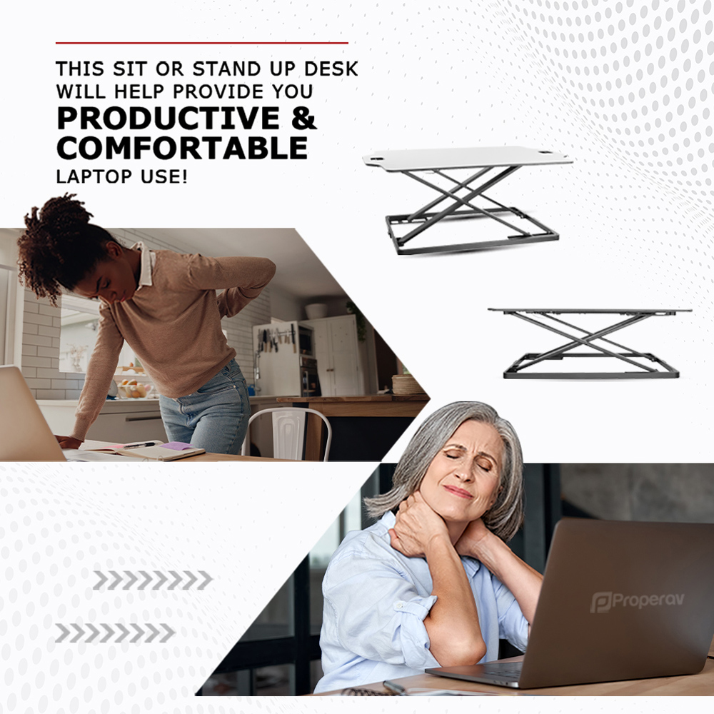 ProperAV Slim Profile Stand Up Workstation Desk White Image 6