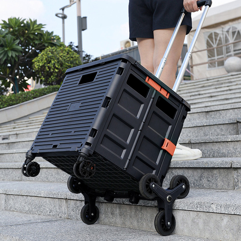 Living and Home Collapsible Utility Crate with Magnetic Lid and Adjustable Handle 55L Image 7