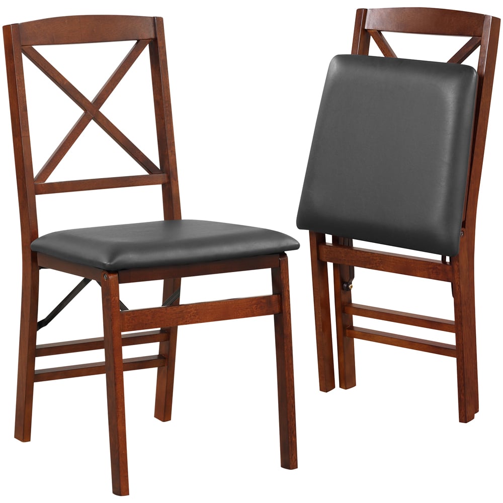 Costway Set of 2 Brown High Back Wooden Dining Chair Image 3
