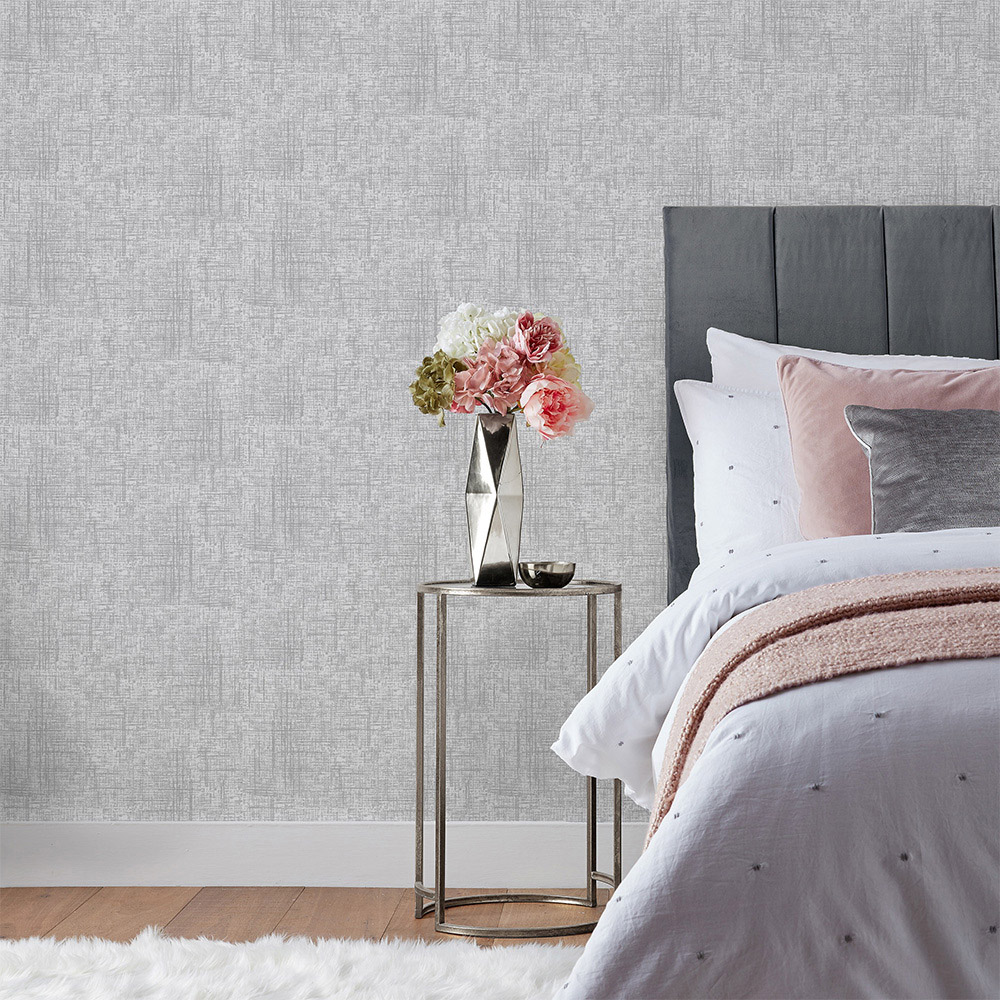 Paoletti Serafina Silver Textured Vinyl Wallpaper Image 3