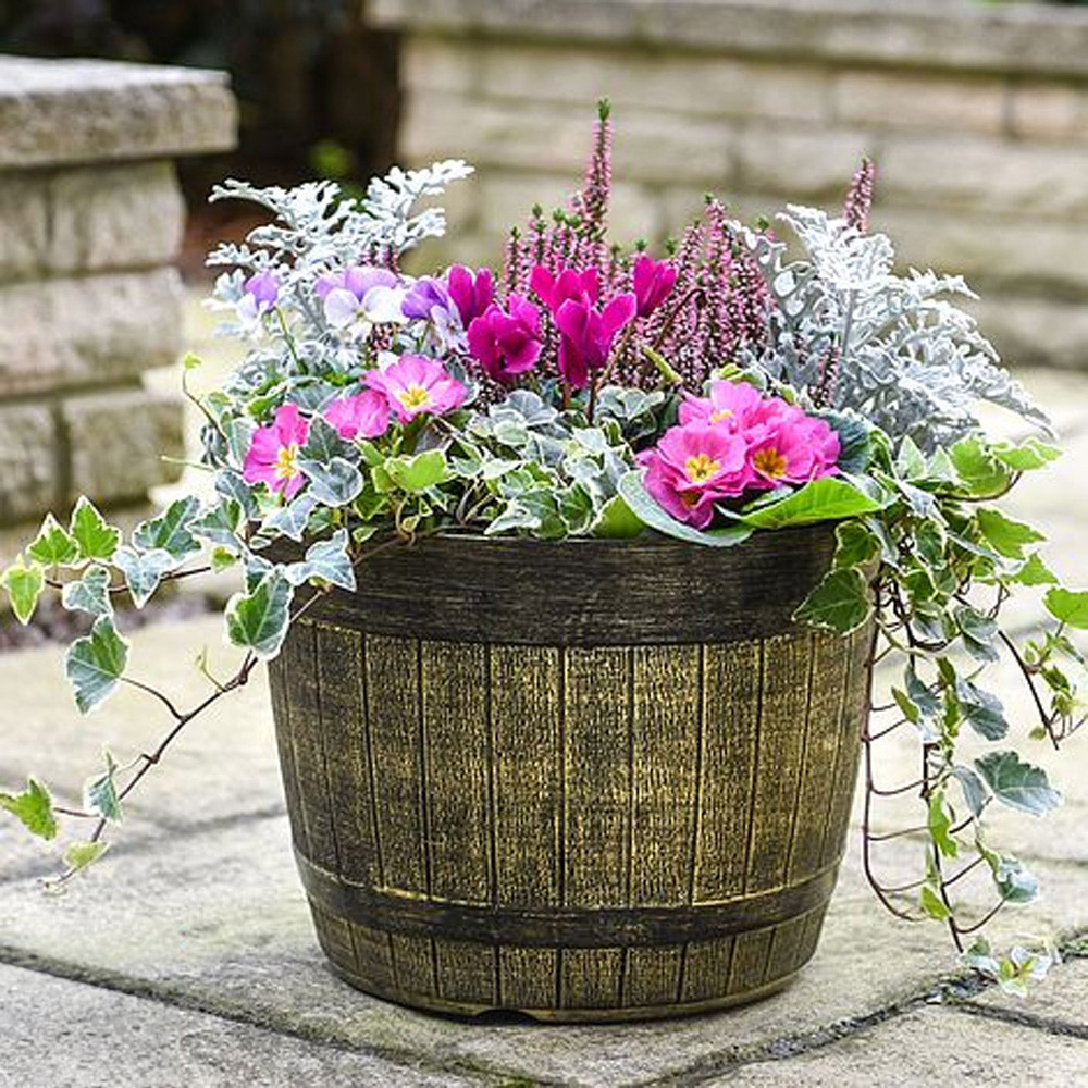 Thompson & Morgan Whisky Barrel Matt Gold Planter Image 1