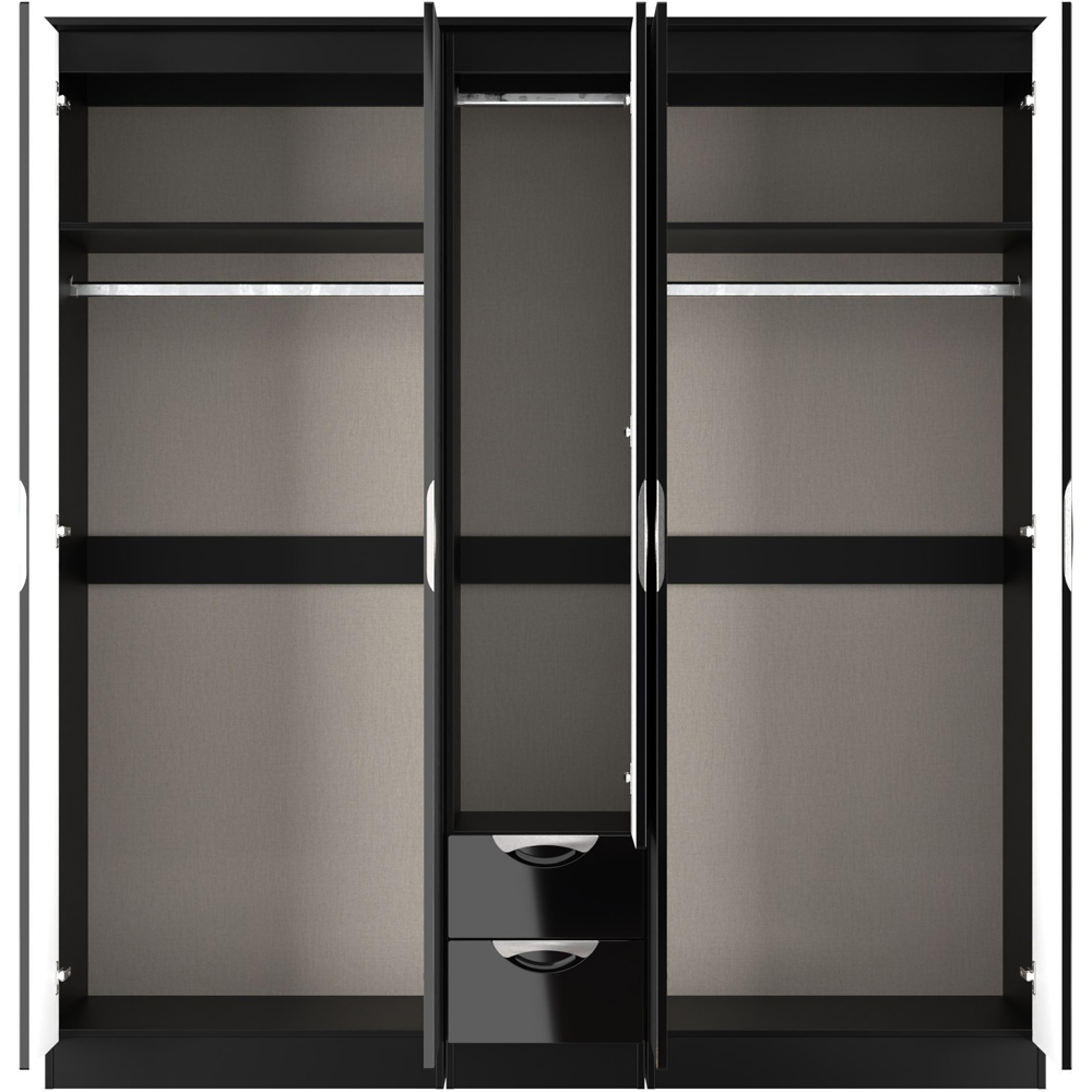 Crowndale Camden 5 Door 2 Drawer Black Gloss and Black Wardrobe Ready Assembled Image 6