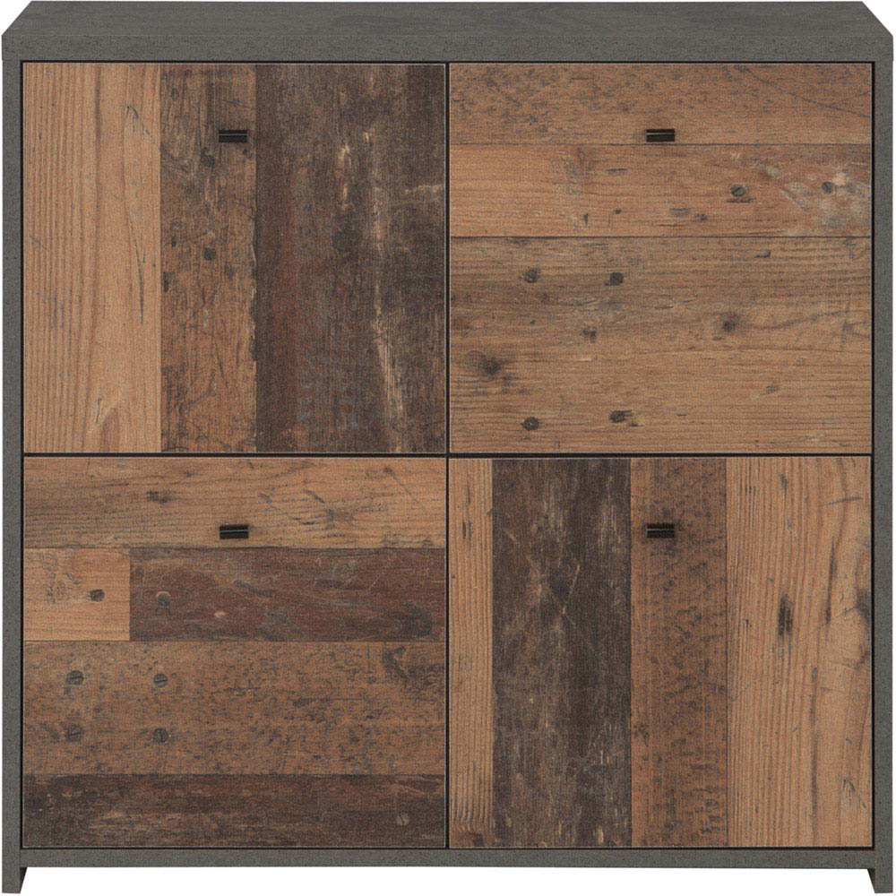 Florence Best 4 Doors Dark Grey Old-Wood Storage Chest Image 3
