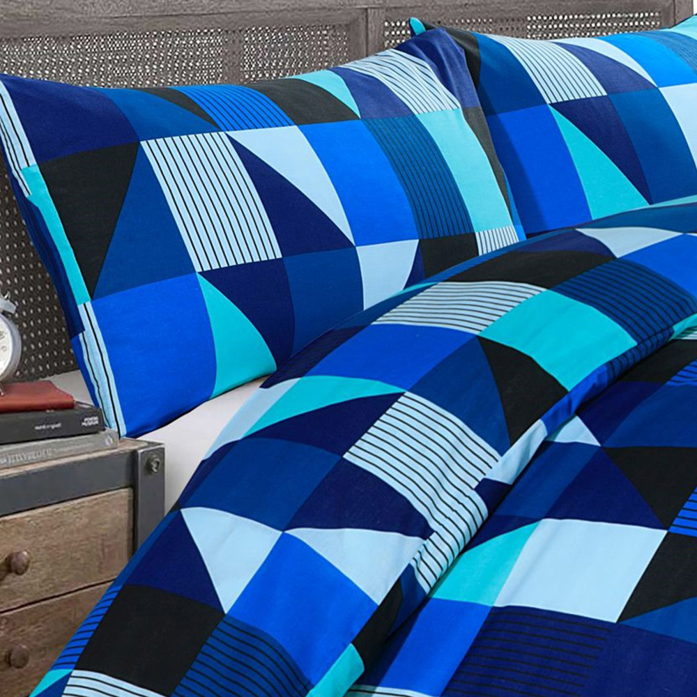 Velosso Jazz Single Blue Geometric Reversible Duvet Cover Set Image 2