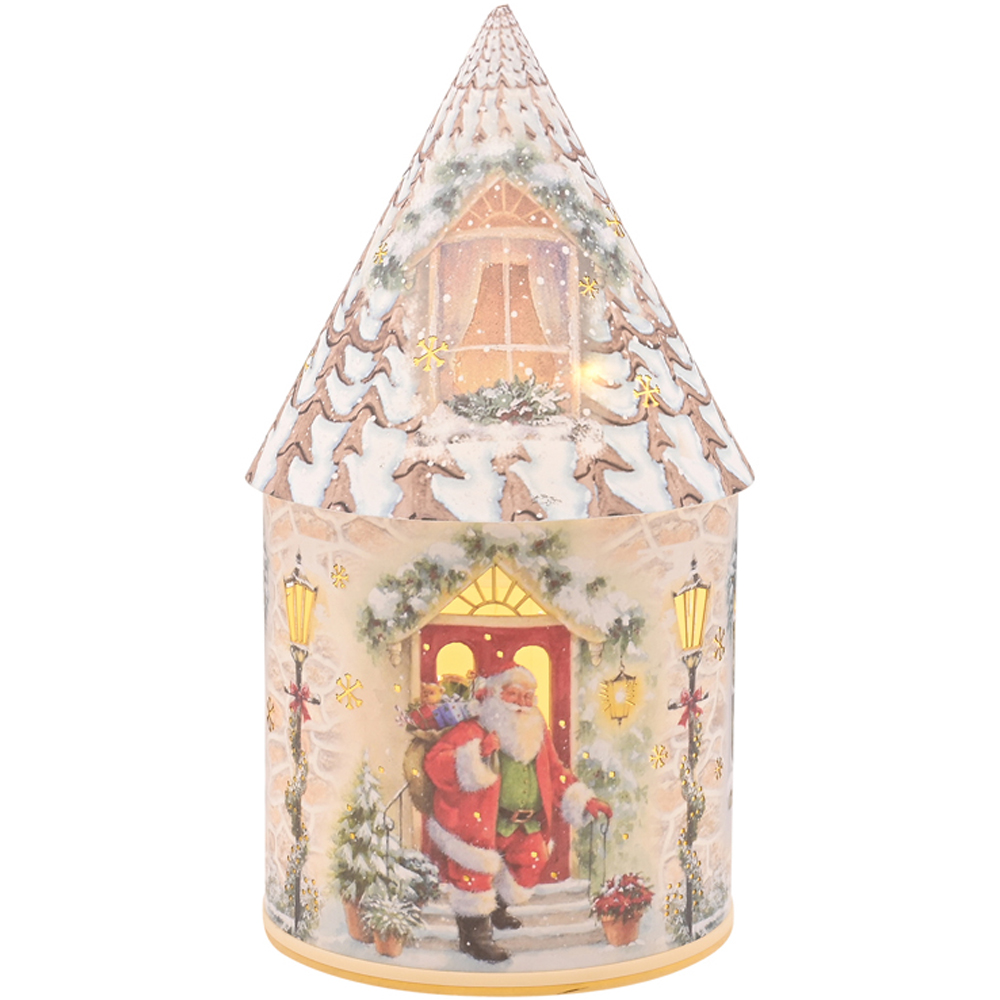The Seasonal Gift Co Father Christmas at the Door Round LED House Lantern 21cm Image 2