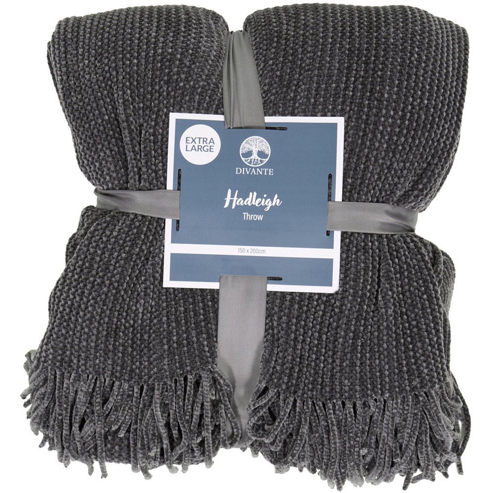 Hadleigh Chenille Throw Charcoal Image 2