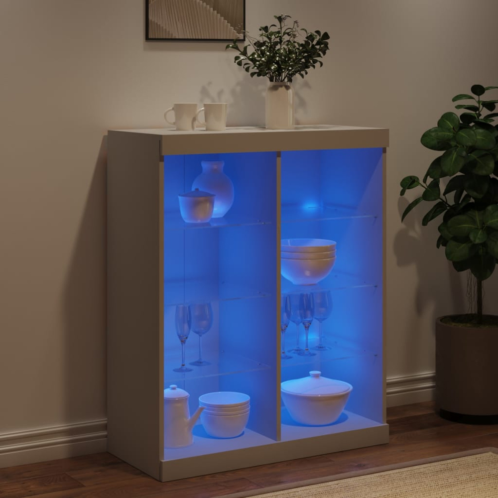 vidaXL 8 Shelf White LED Sideboard Image 9