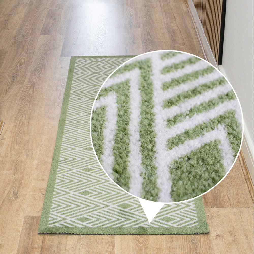 JVL Mega Green Geo Latex Backed Door Mat and Runner Set Image 7