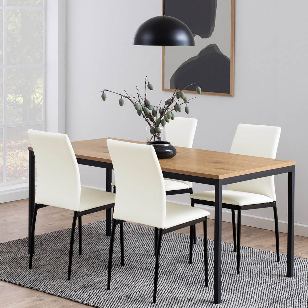 Florence Seaford 4 Seater Dining Table Black and Oak Image 8