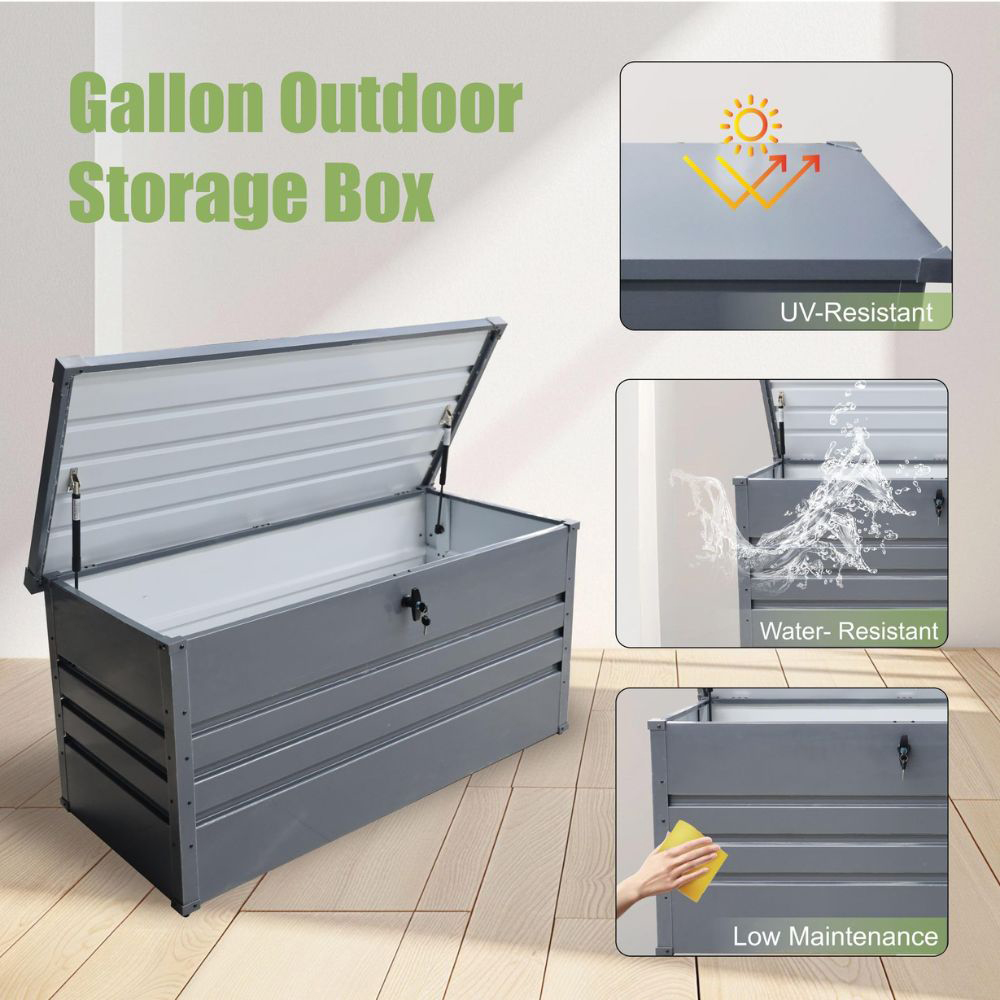 Alivio Grey Waterproof Metal Outdoor Storage Box Image 4