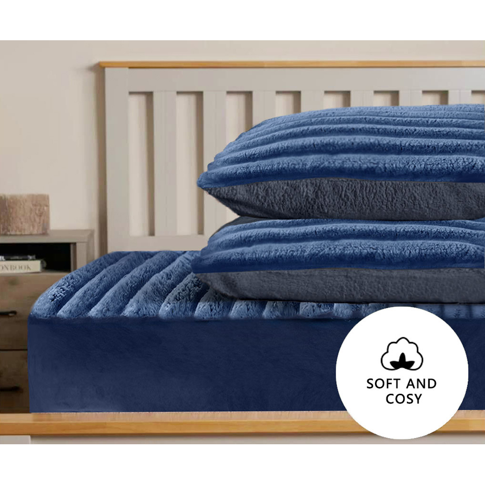 Velosso Navy Jumbo Cord Pillowcase 2 Pack Image 2
