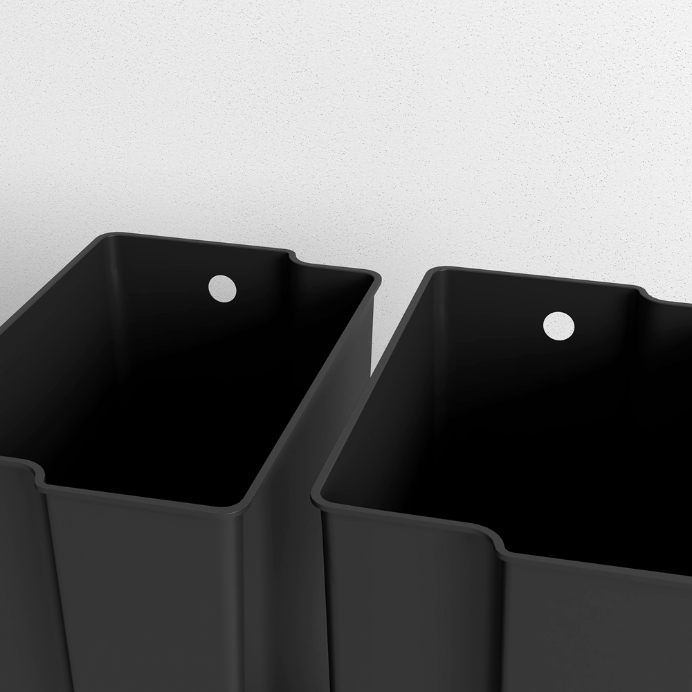 HOMCOM Double Black Pedal Bin with Soft-Close Lid 25L Image 3
