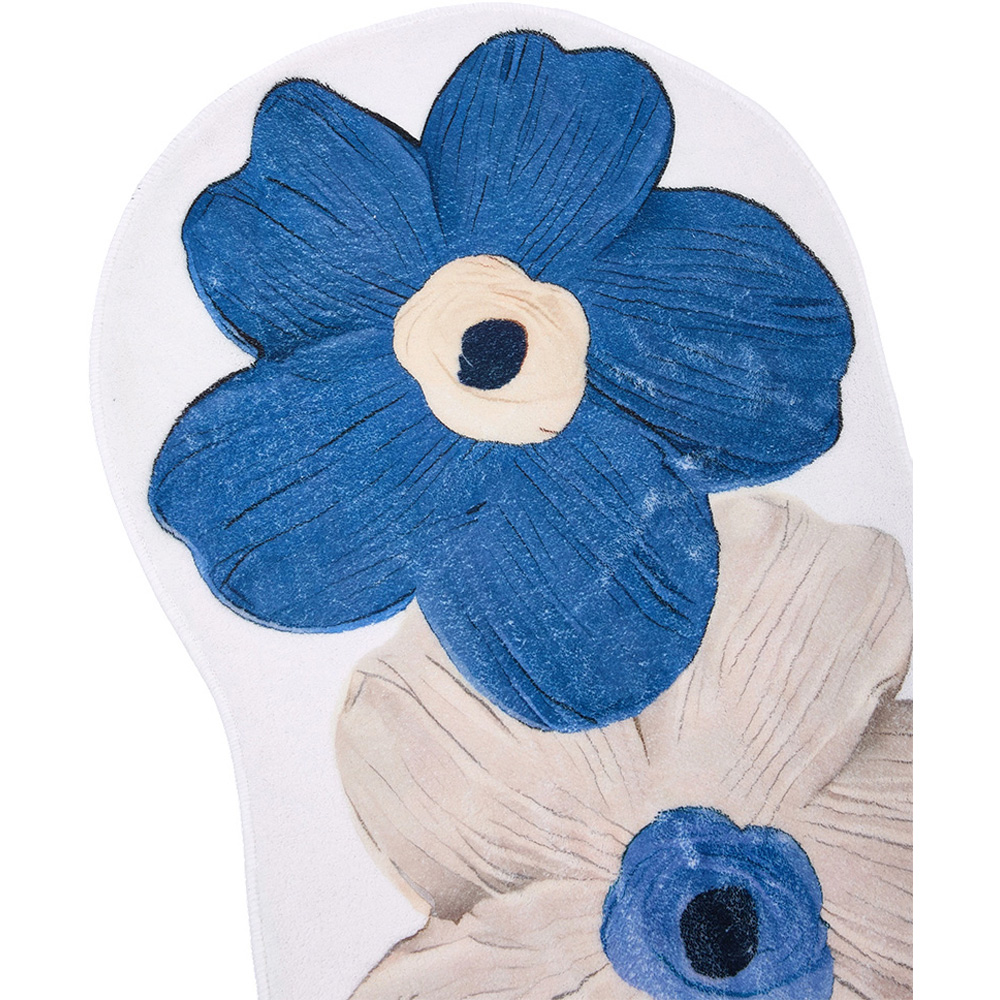 Living and Home Blue Irregular Floral Non-Slip Runner Rug 120 x 50cm Image 3