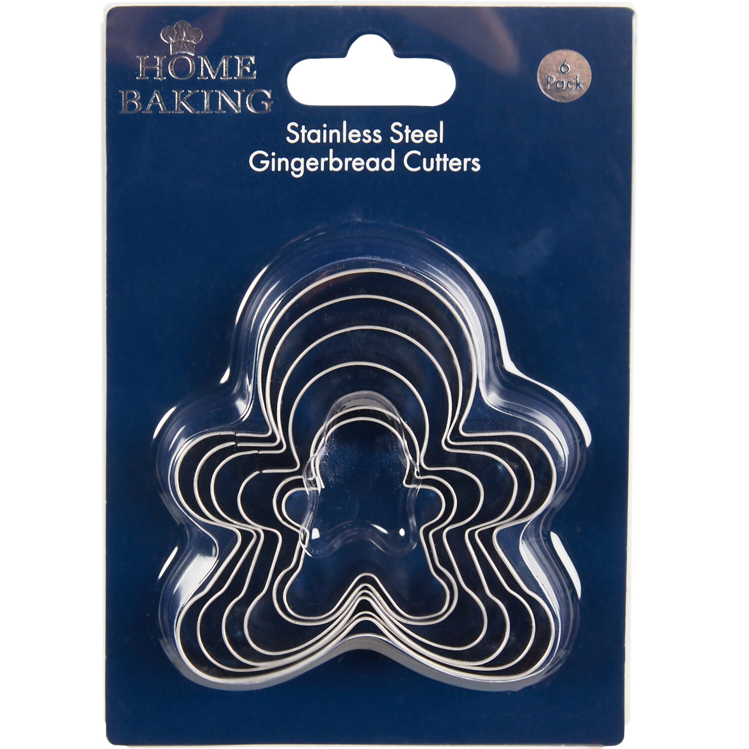 Set of 6 Stainless Steel Gingerbread Cutters - Silver Image 1