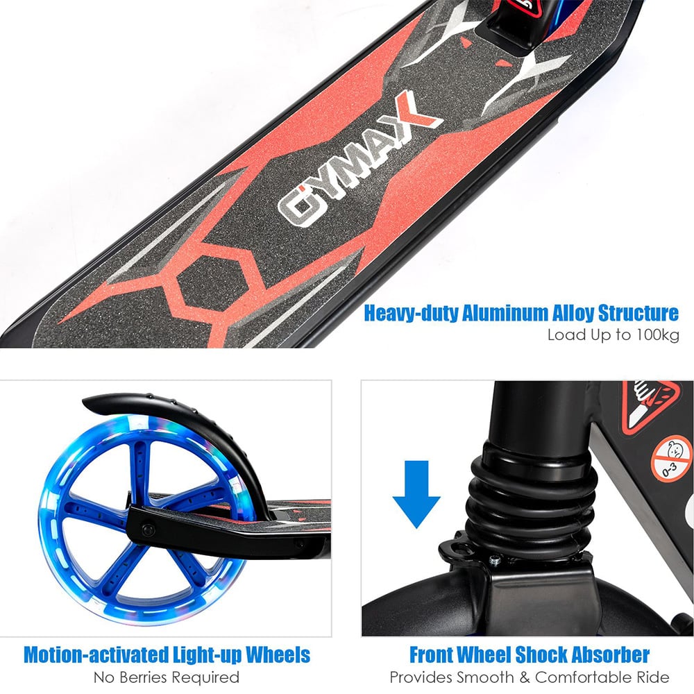 Costway Black Folding Kick Scooter with Large Wheels Image 5