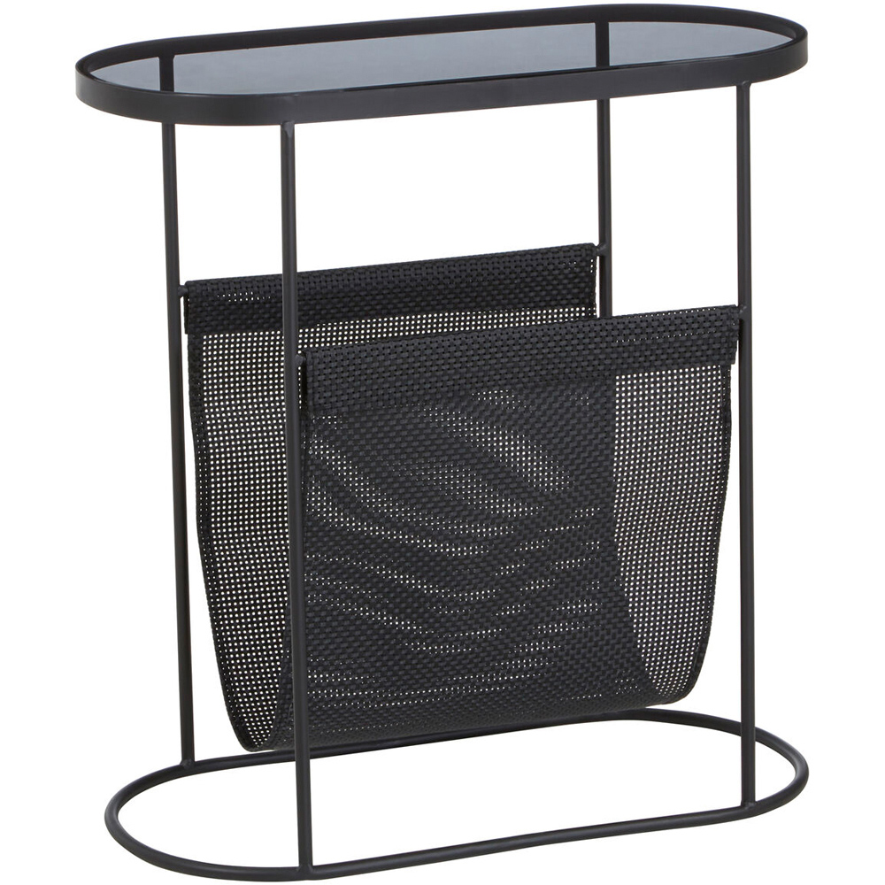 Premier Housewares Black Glass Tabletop Side Table with Magazine Holder Image 4