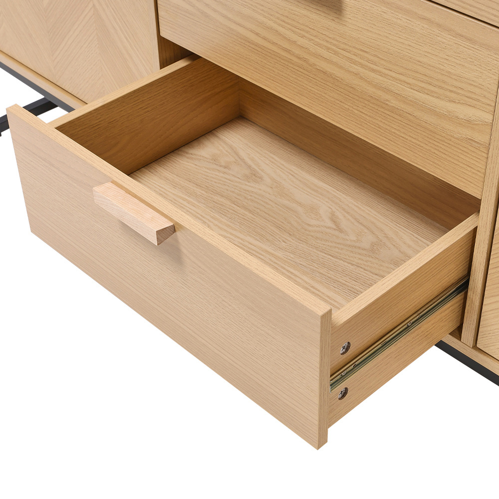 H&O Direct 3 Drawers Wooden Side Cabinet Image 3