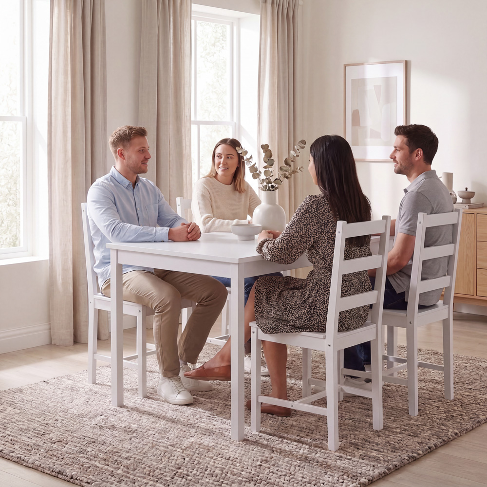 VIDA DESIGNS Yorkshire 4 Seater Dining Set White Image 4