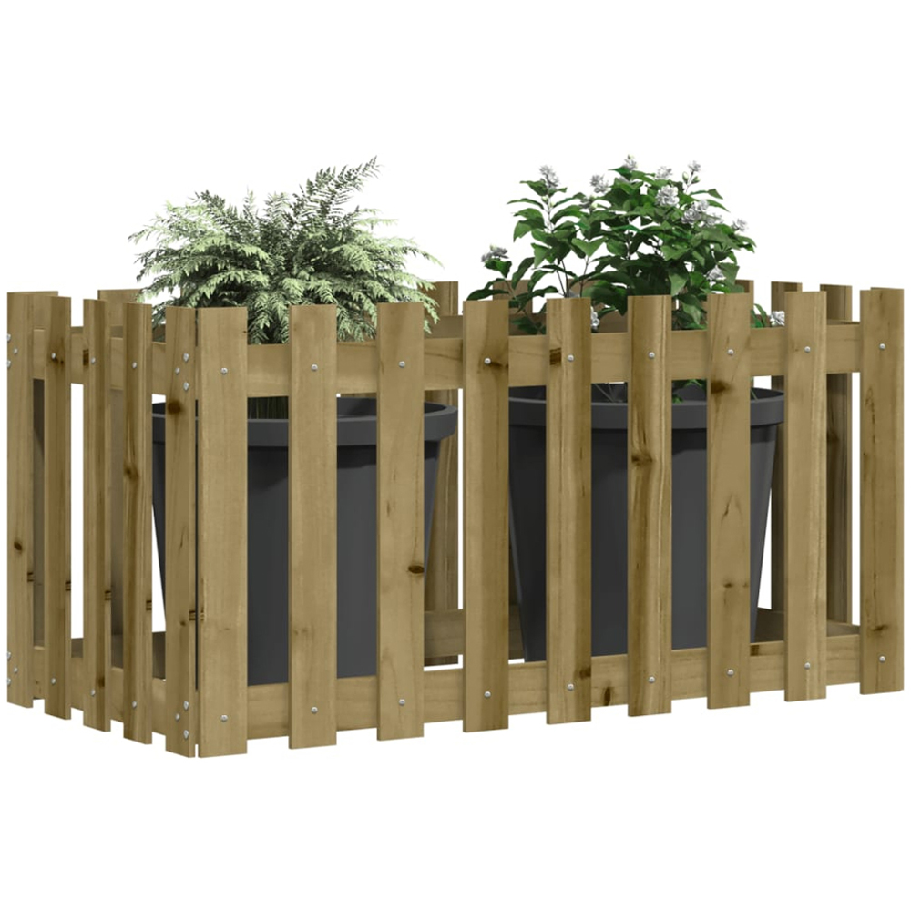 vidaXL Natural Impregnated Pine Wood Fence Design Raised Garden Bed 100 x 50 x 70cm Image 2