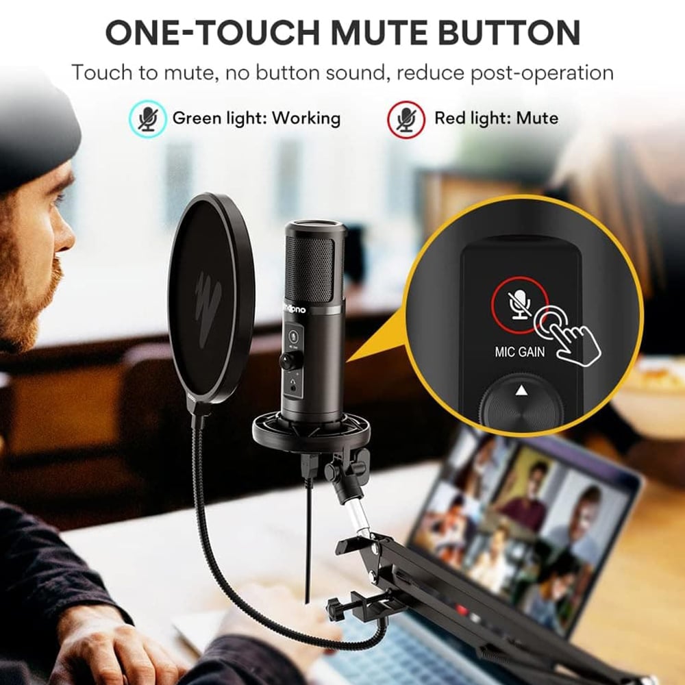 Maono USB Cardioid Professional Microphone with Boom Arm Kit Image 5