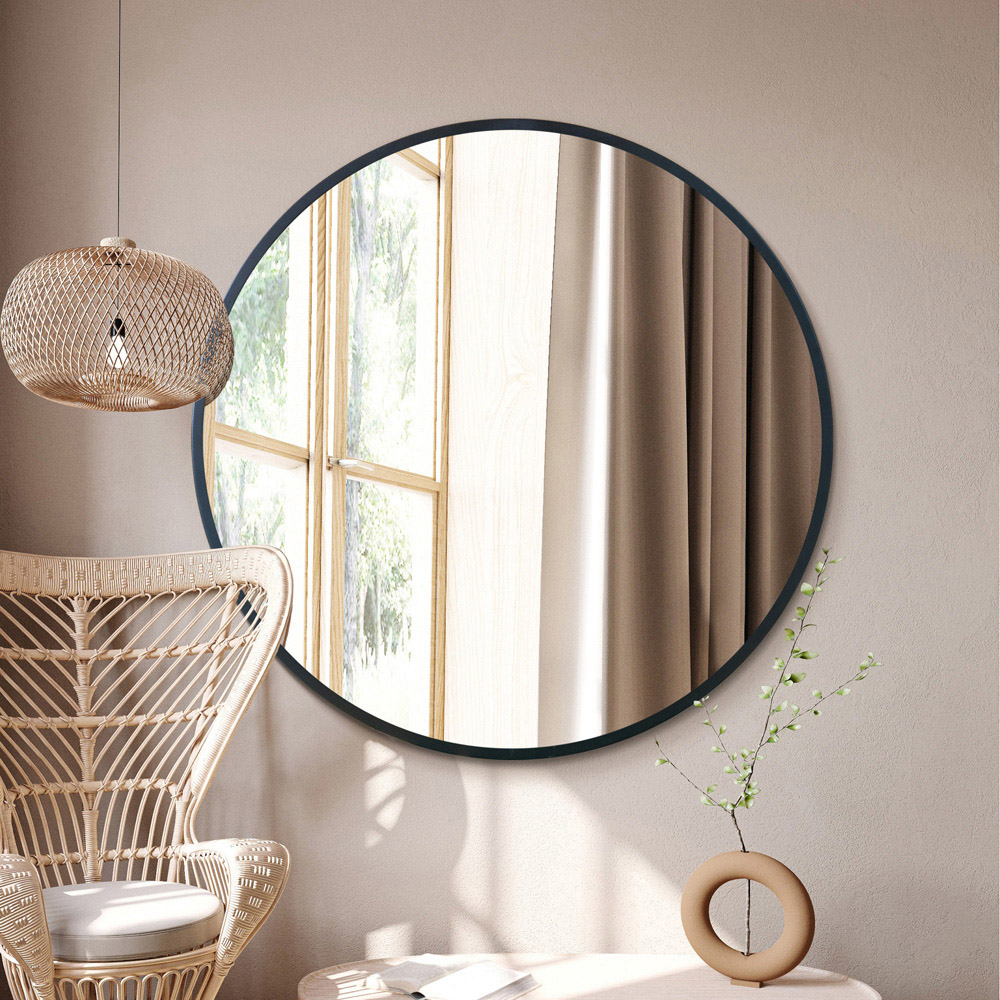 The Fenestra Black Metal Wall Mirror 120 x 120cm Image 2