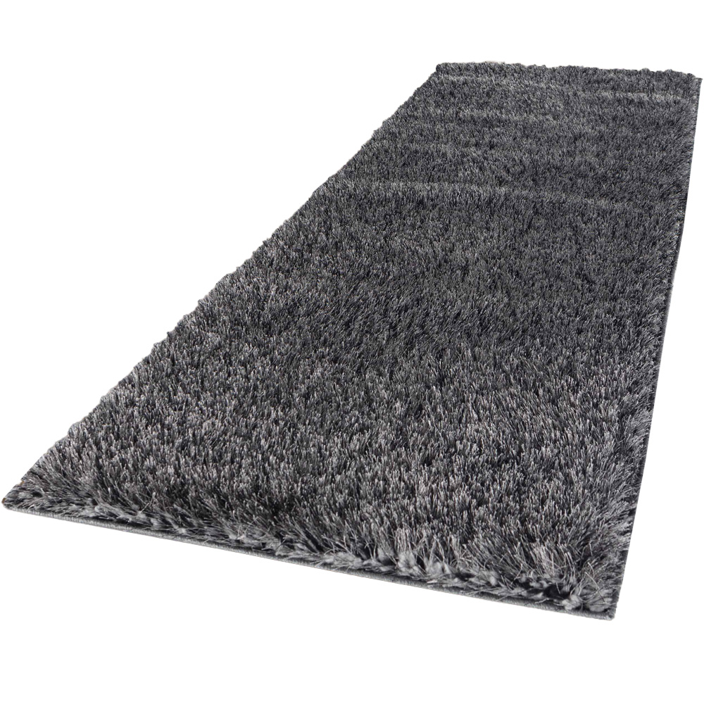 Desire Rug Modern Dark Grey Plain Shimmer Soft Shaggy Area Rug 60 x ...