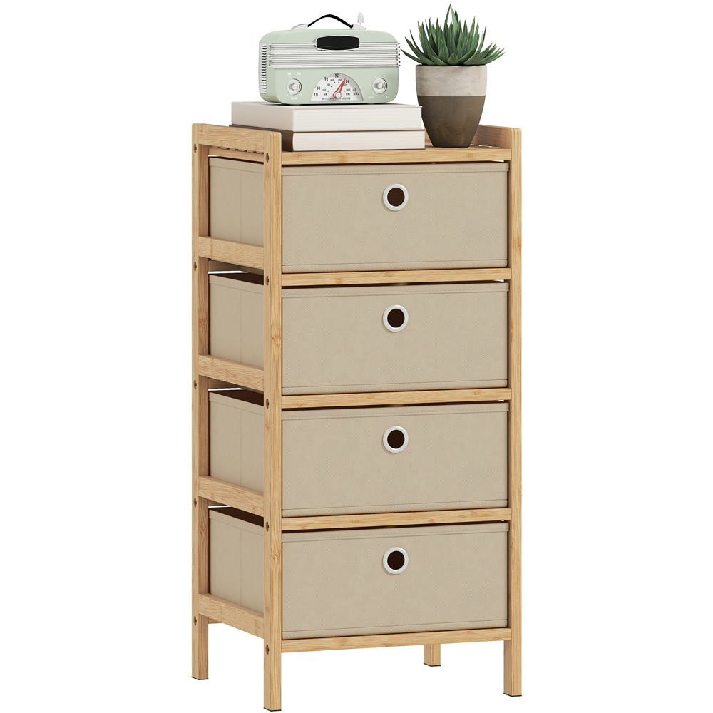 Portland 4 Fabric Drawer Cream White Bamboo Frame Chest of Drawers Image 2
