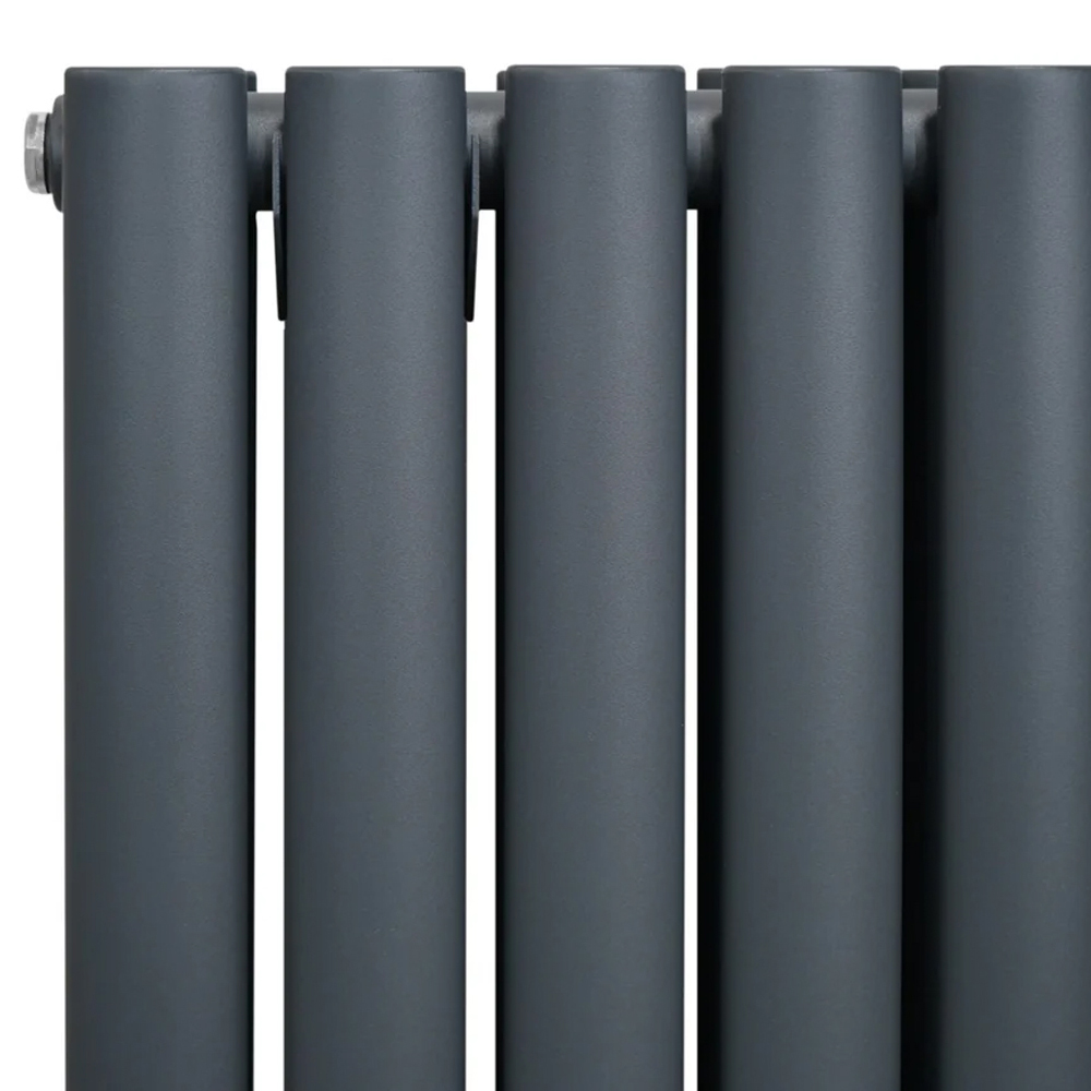 Monster Shop 2684BTU Anthracite Grey Oval Column Radiator and Valves 600 x 600mm Image 4