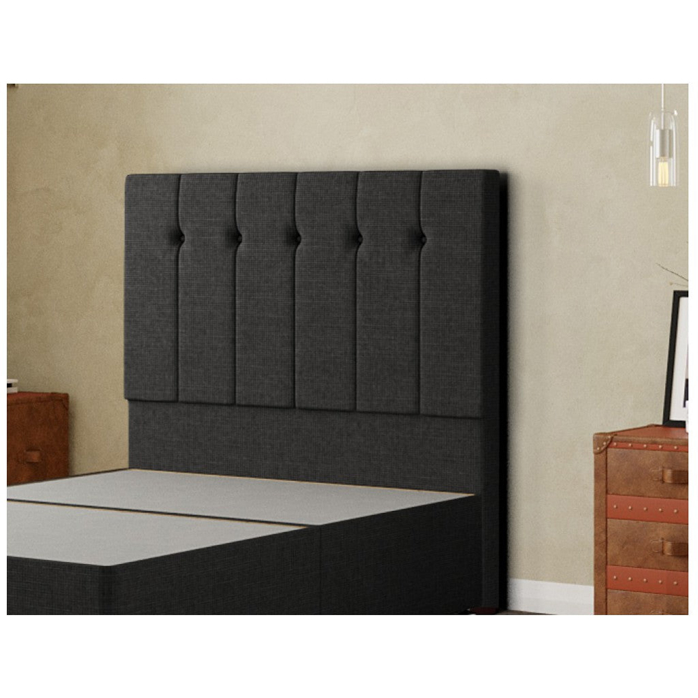 Eleganza Highland Single Black Linen Floor Standing Headboard Image 3
