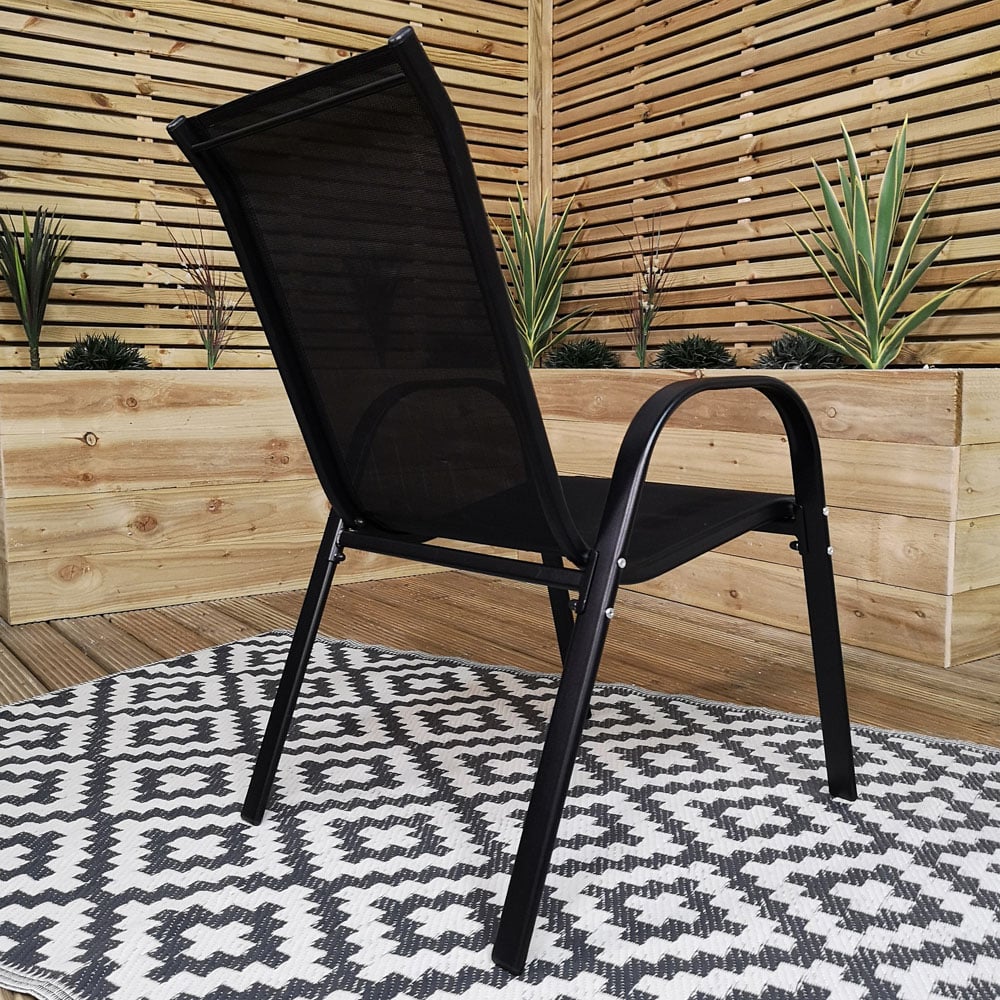 Samuel Alexander Set of 6 Black Textilene Garden Chair Image 5