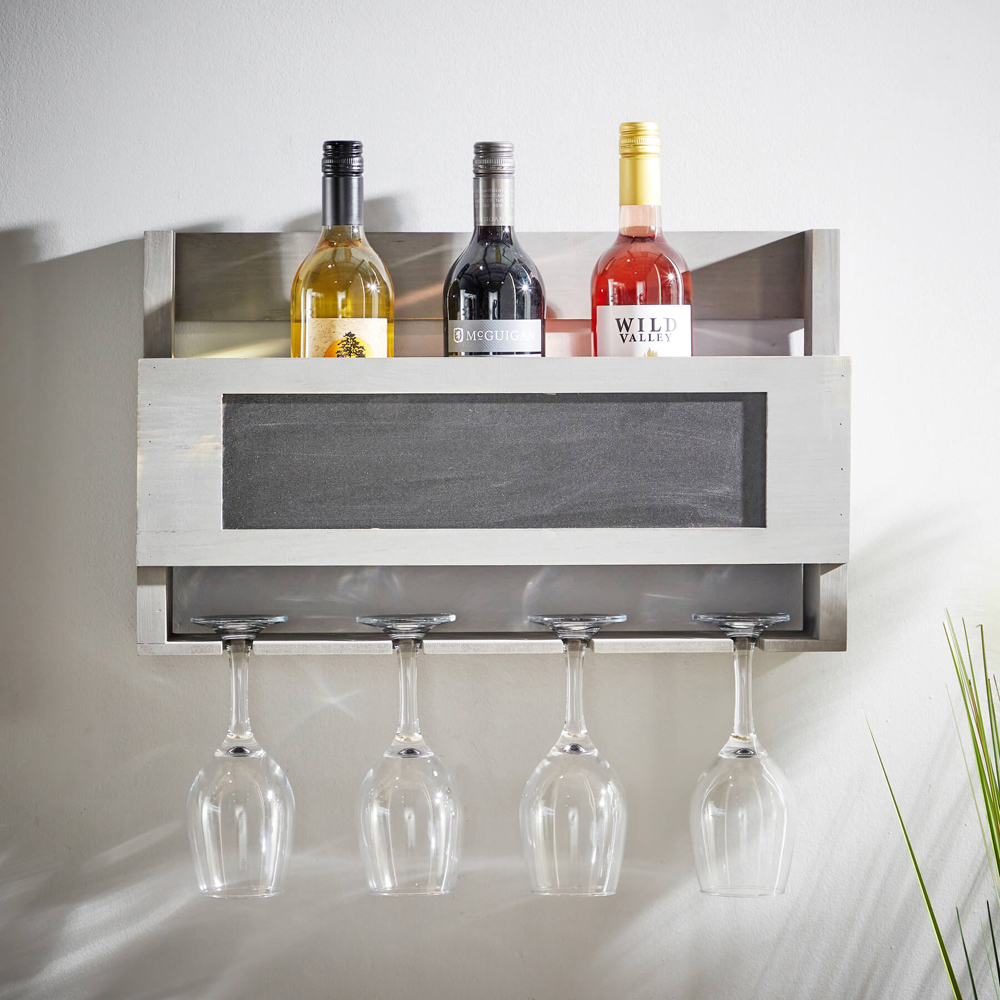 Home Source Aylsham Grey Wall Mounted Wine Rack Image 2
