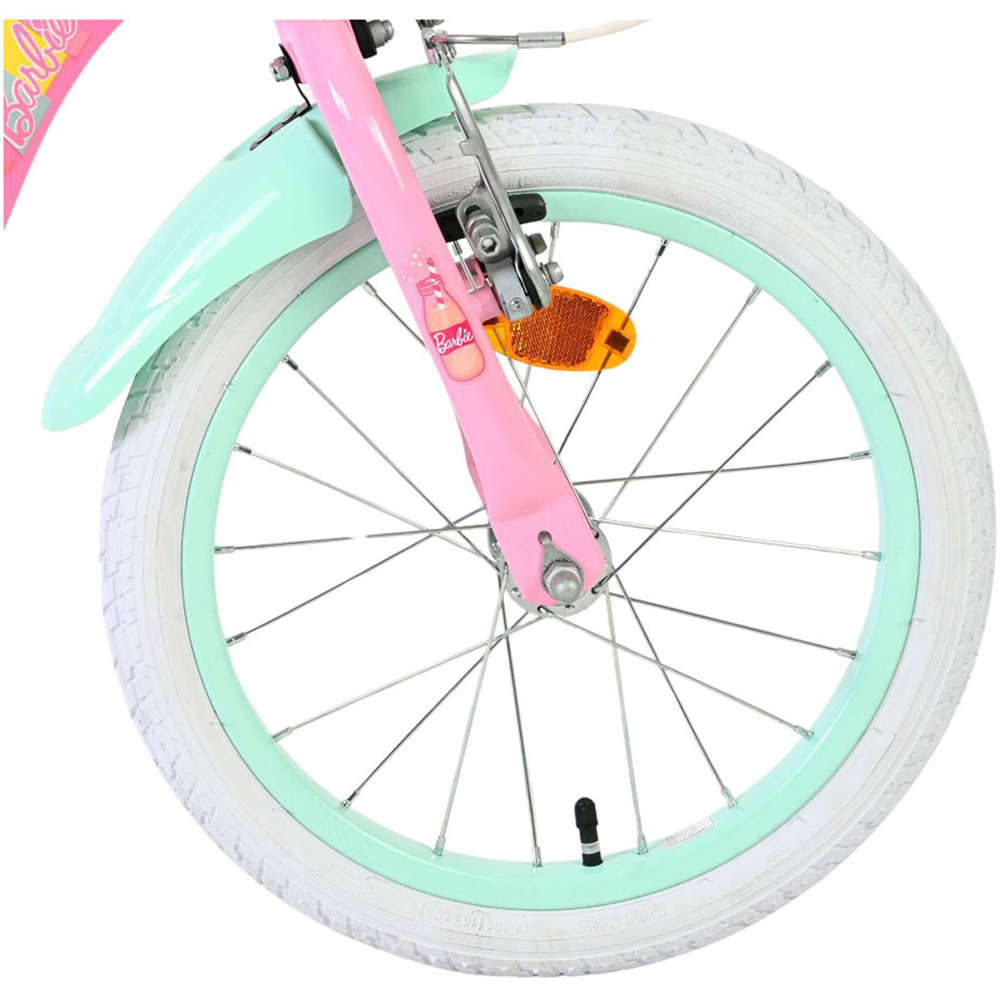 Volare Barbie Kids 16 inch Multicolour Bike with Stabilisers and Basket Image 8