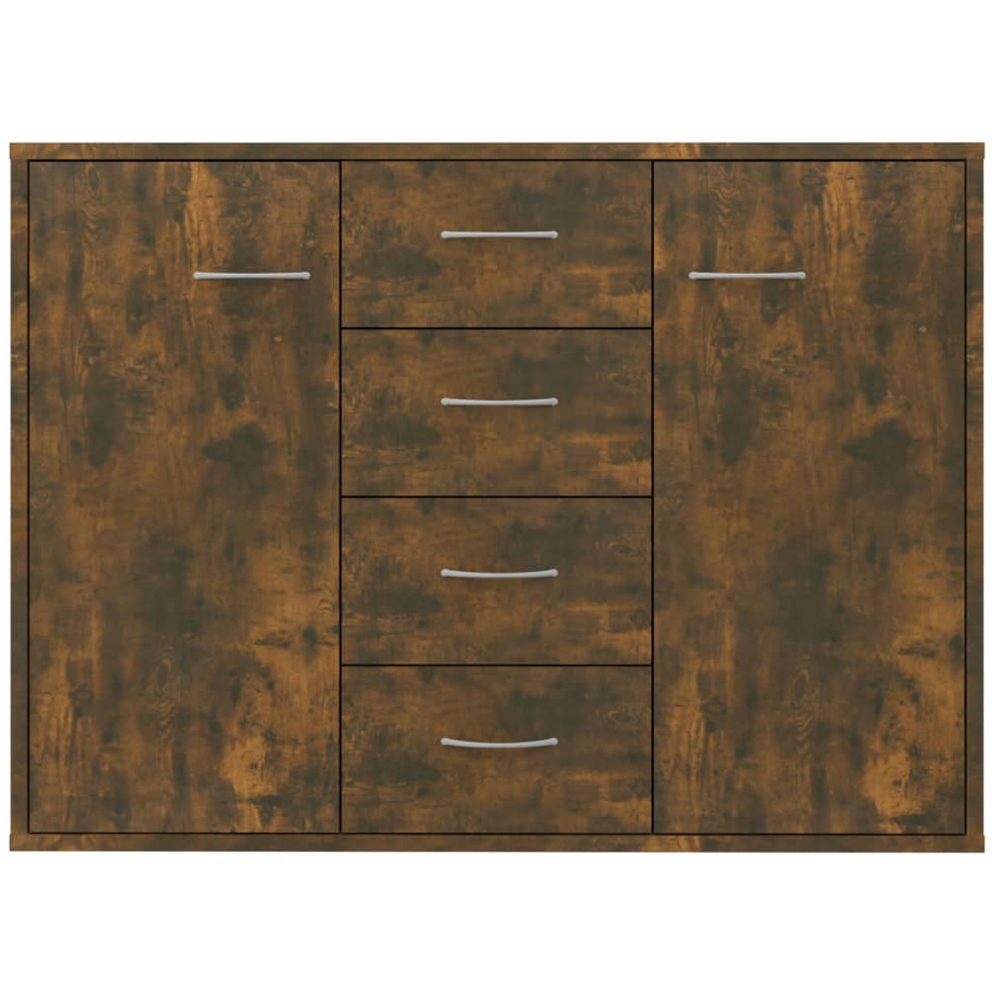vidaXL 2 Door 4 Drawer Smoked Oak Sideboard Image 4