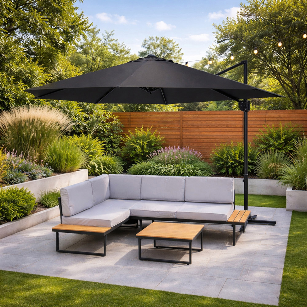 Jack Stonehouse Dark Grey Crank and Tilt Roma Parasol 3m Image 2