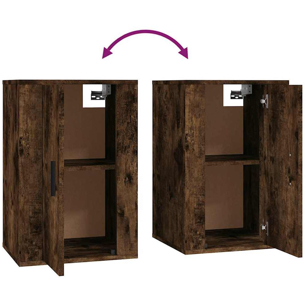 vidaXL Single Door Smoked Oak Wall Mounted TV Cabinet Set of 2 Image 9