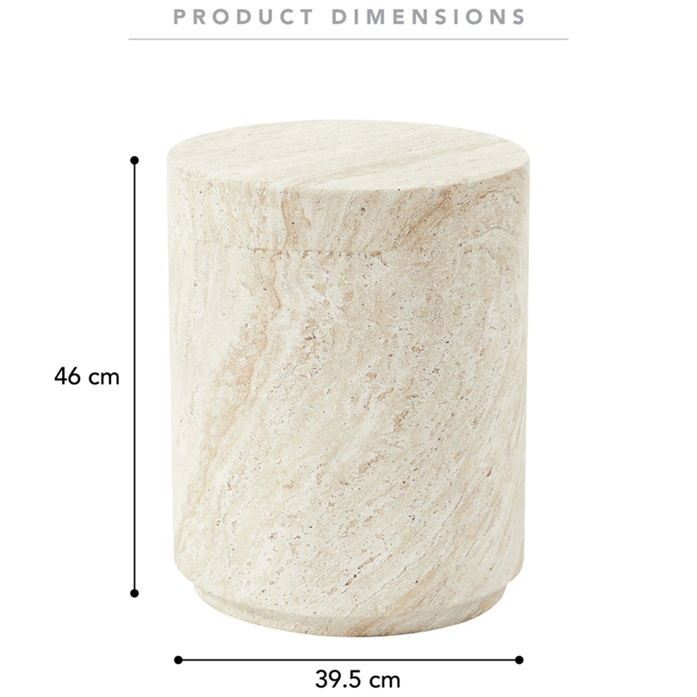 Desser Pisa Travertine Effect Tall Side Table Image 8
