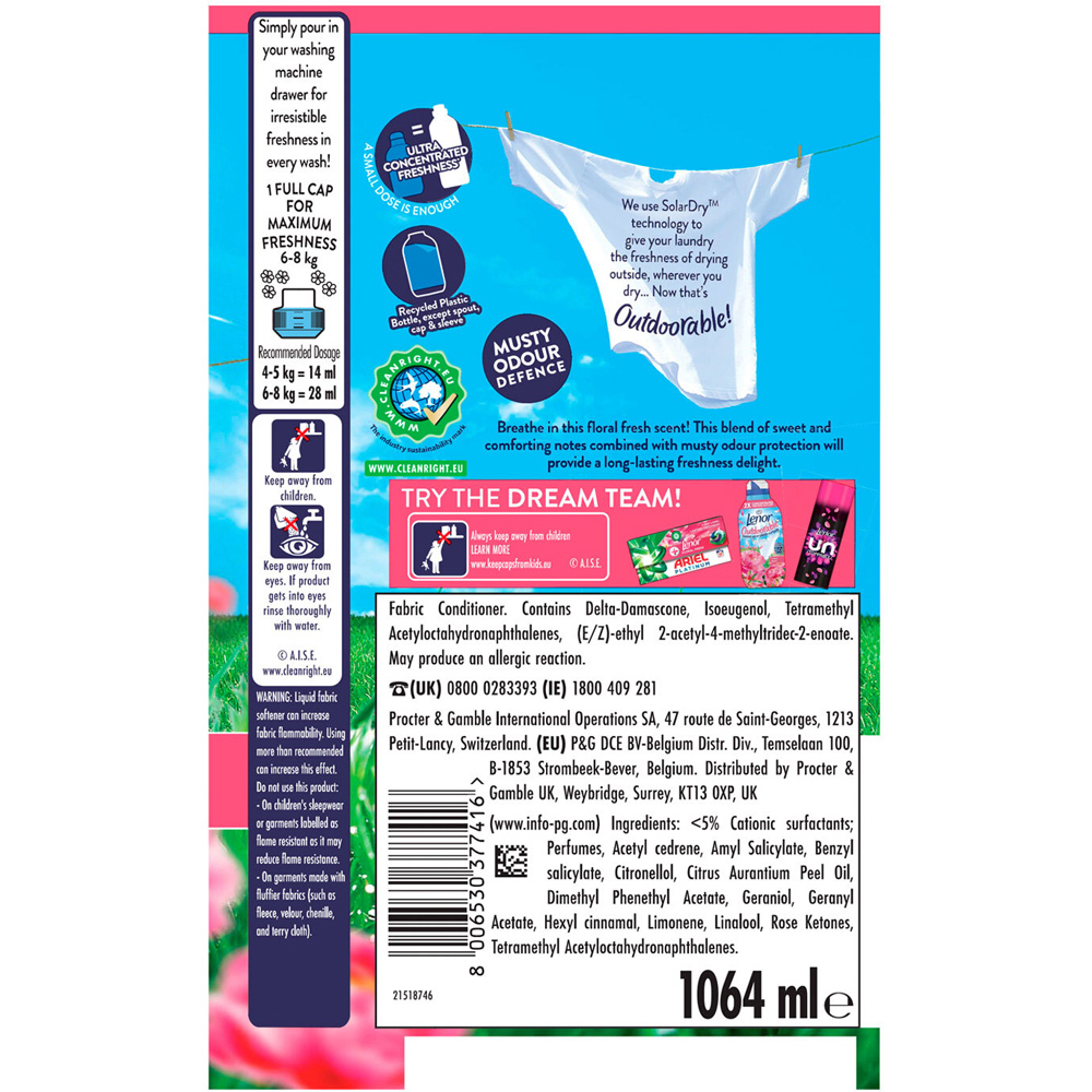 Lenor Outdoorable Concentrated Fabric Conditioner Floral Fresh Image 8